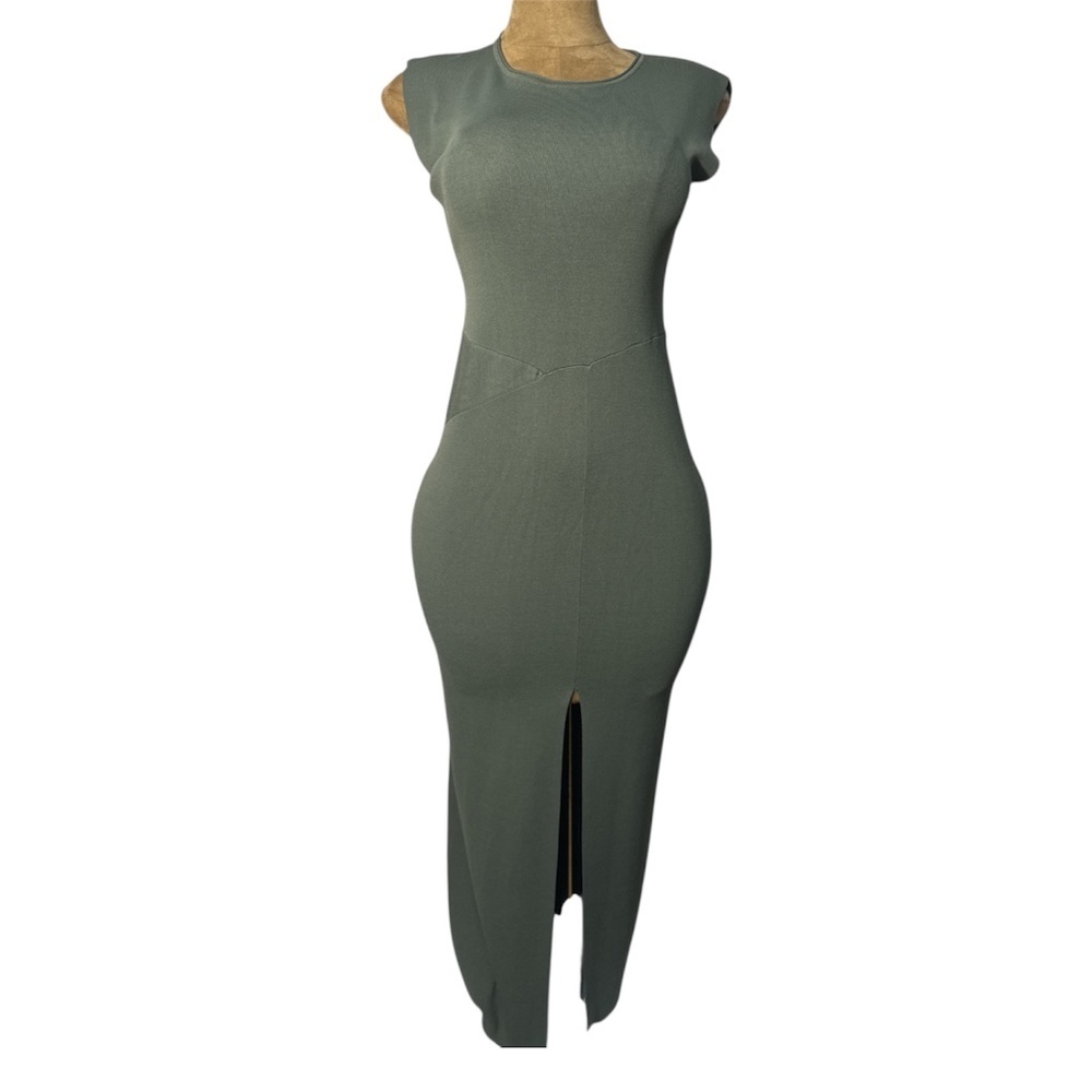 Modern Citizen Front Slit Midi Dress, NWOT, Rosemary Green, Sz M Fitted​​​